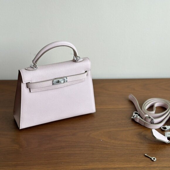 pinkish-purple Genuine Leather  21cm - Picture 2 of 8